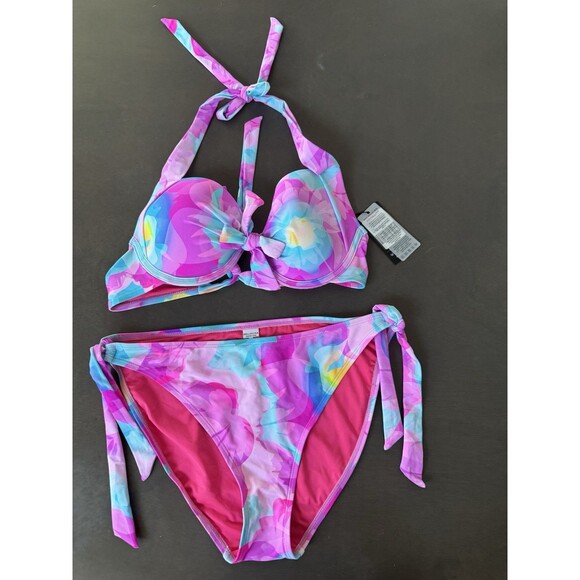 RELLECIGA Women's 2 Pcs Bikini Set Push Up Bikini Bathing Suit Sz L pink floral - Picture 7 of 16